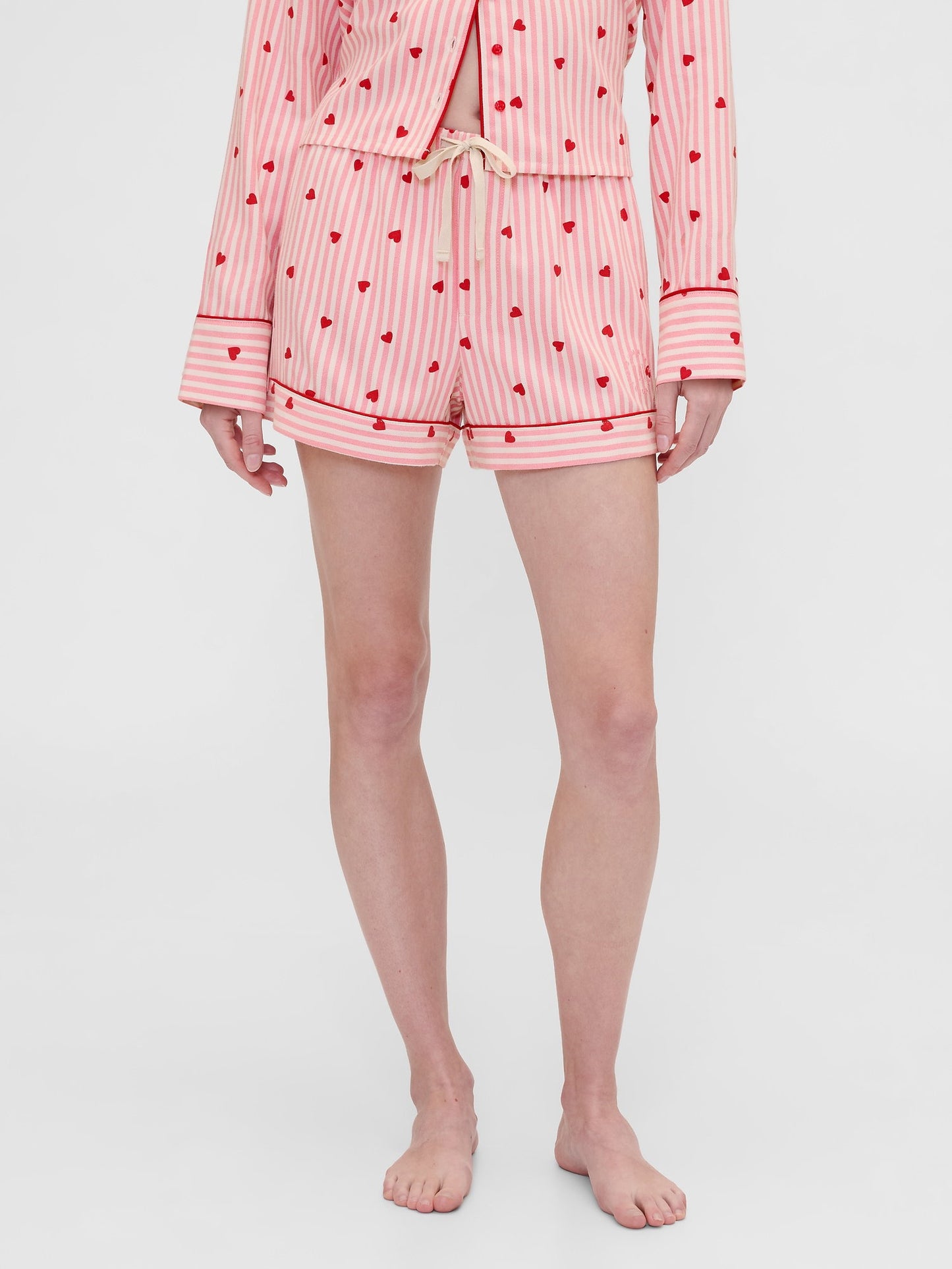 Pembe Gap × Summer Fridays Flannel Hearts Pijama Boxer Şort