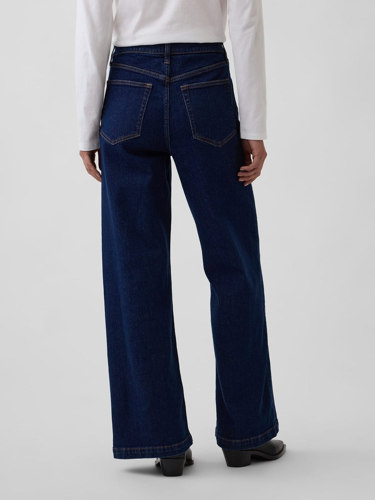 Koyu Mavi High Rise Stride Wide-leg Jean Pantolon