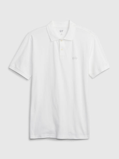 Beyaz Gap Logo Piqué Polo Yaka T-shirt
