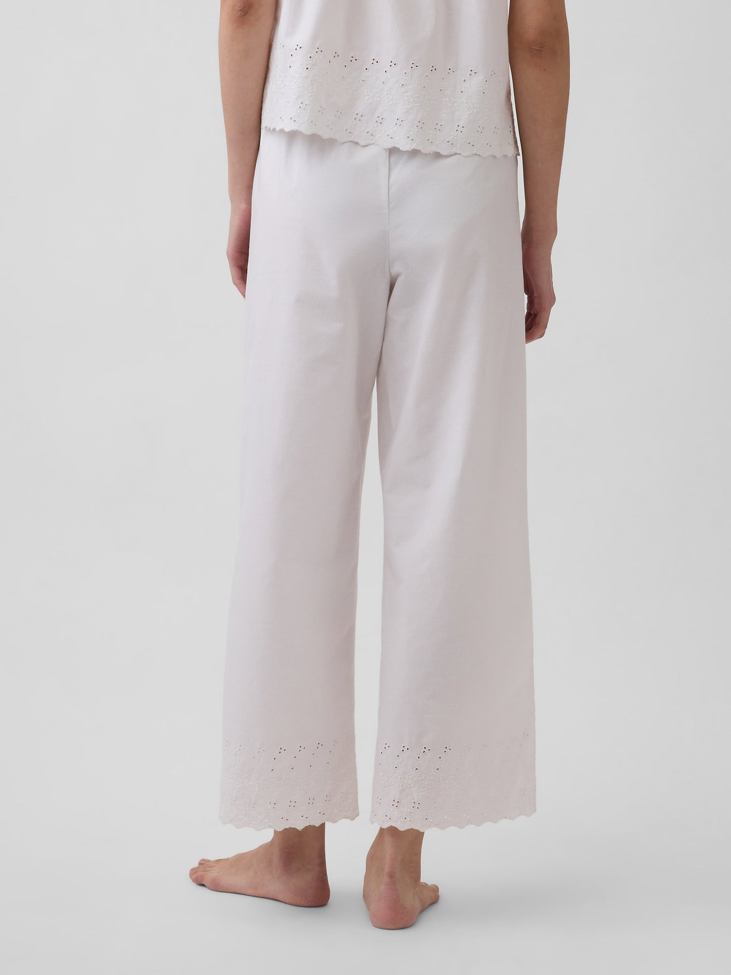 Beyaz Dantel Işlemeli Pijama Altı