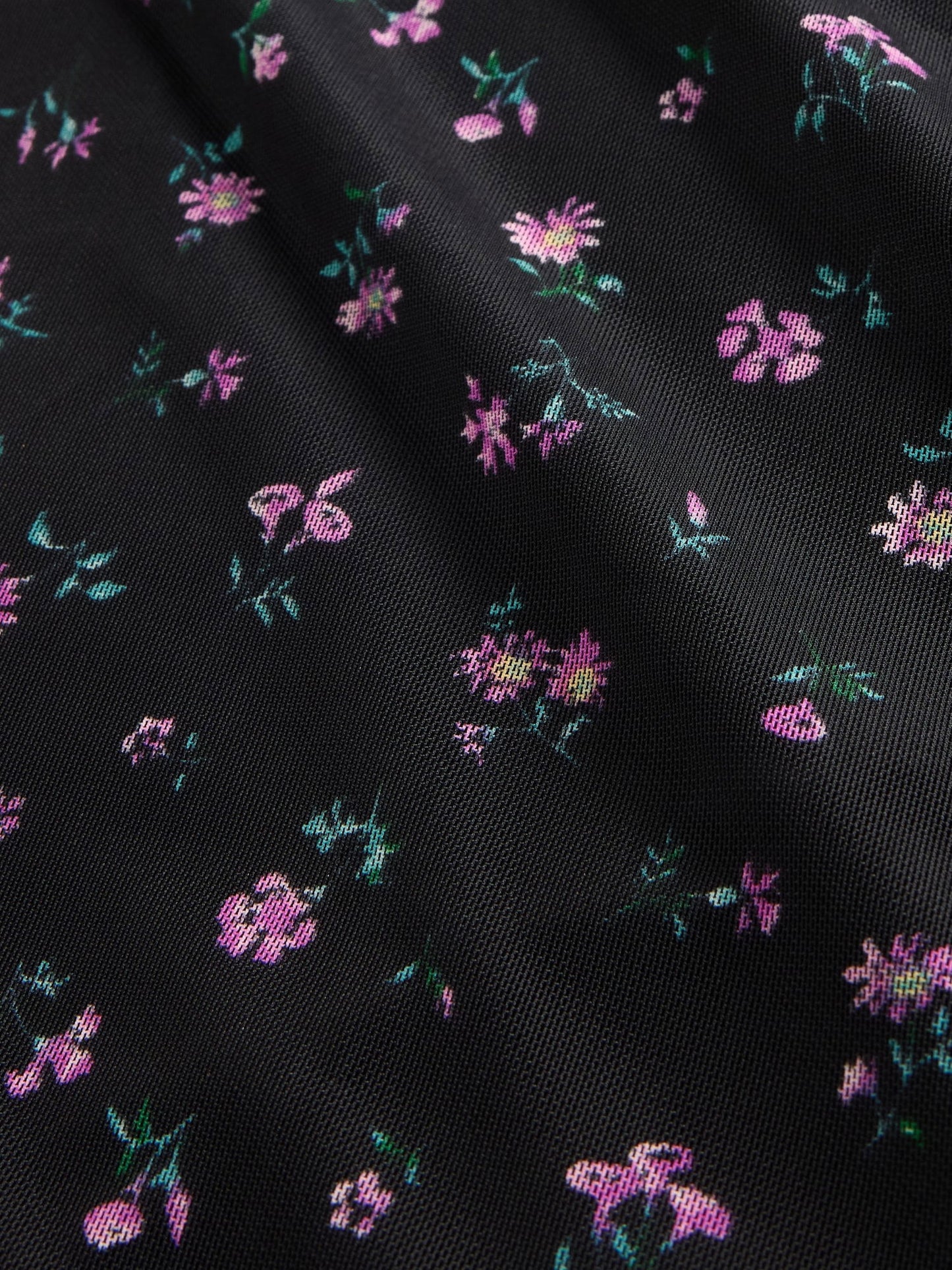 Çiçek Desenli Mesh Maxi Elbise