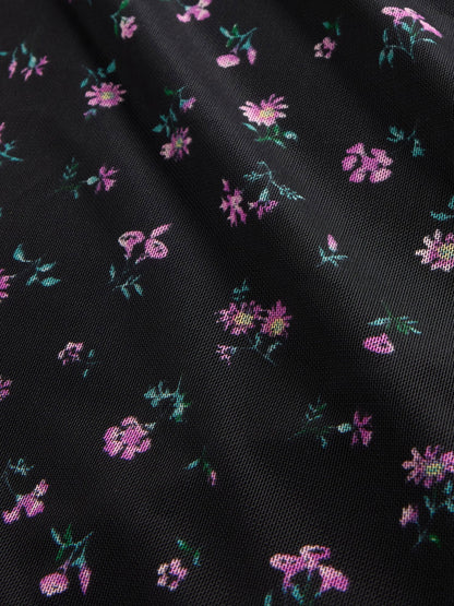 Çiçek Desenli Mesh Maxi Elbise