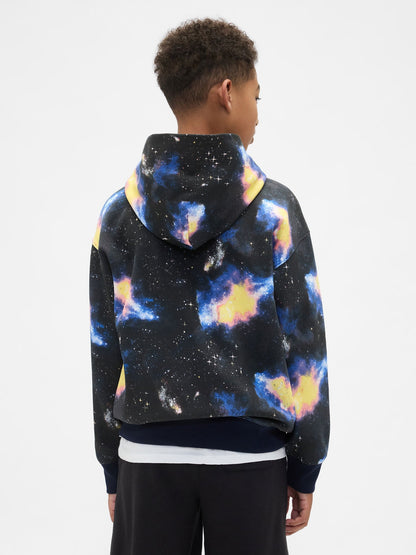 Siyah Vintagesoft Uzay Grafik Baskılı Sweatshirt