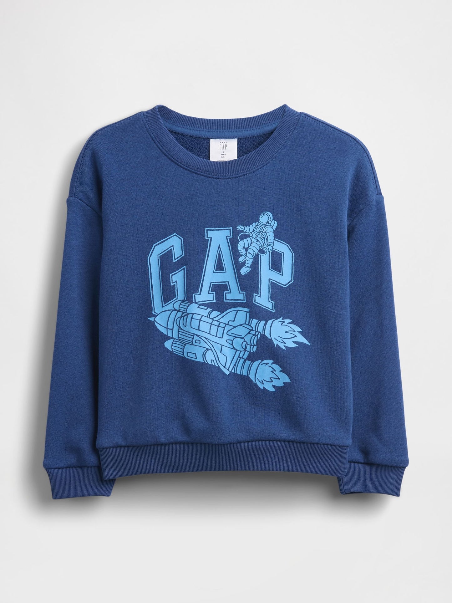 Koyu Mavi Relaxed Fransız Havlu Kumaş Grafik Baskılı Sweatshirt
