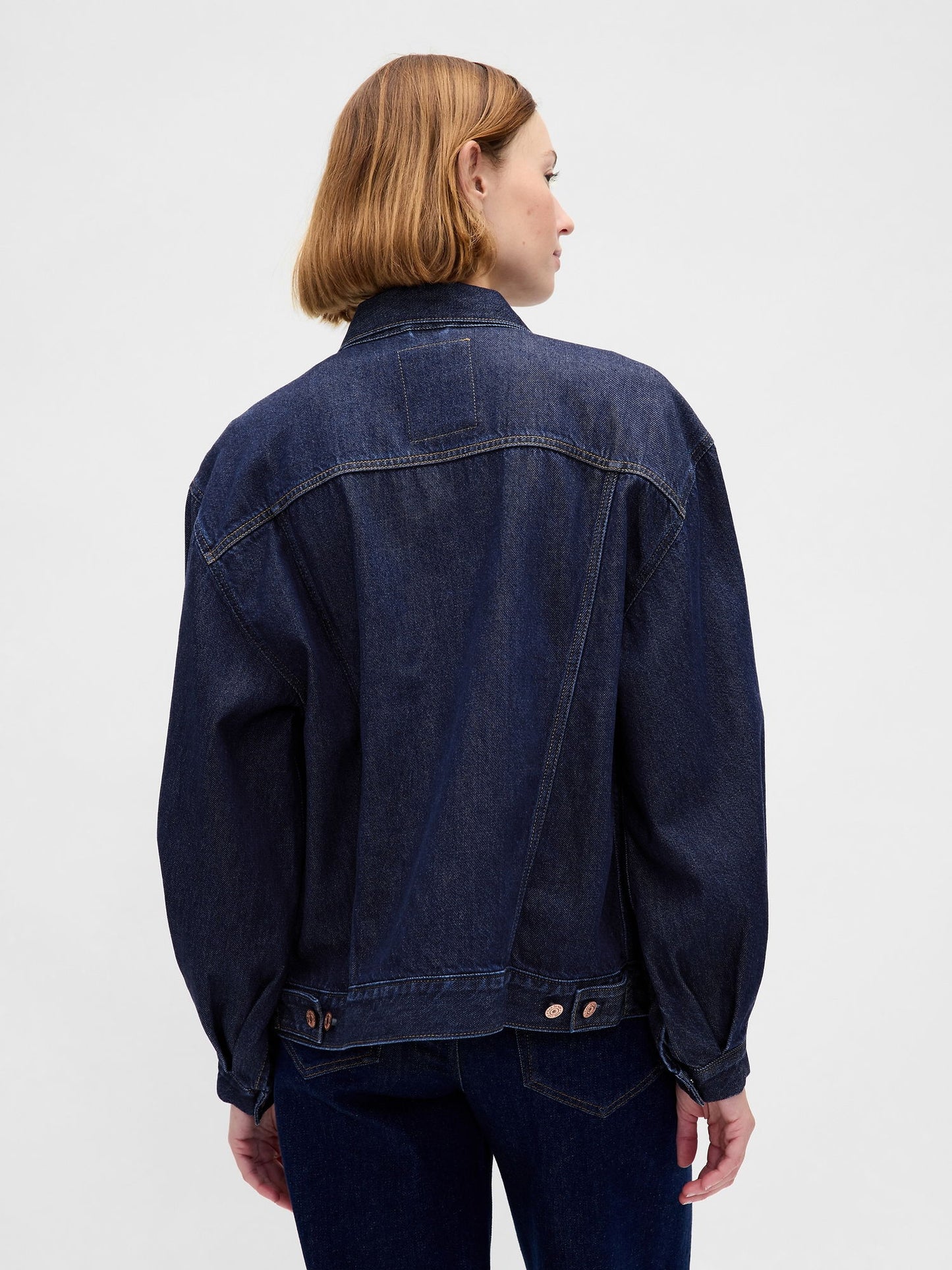 Koyu Mavi Ultrasoft Oversized Balon Kol Icon Denim Ceket
