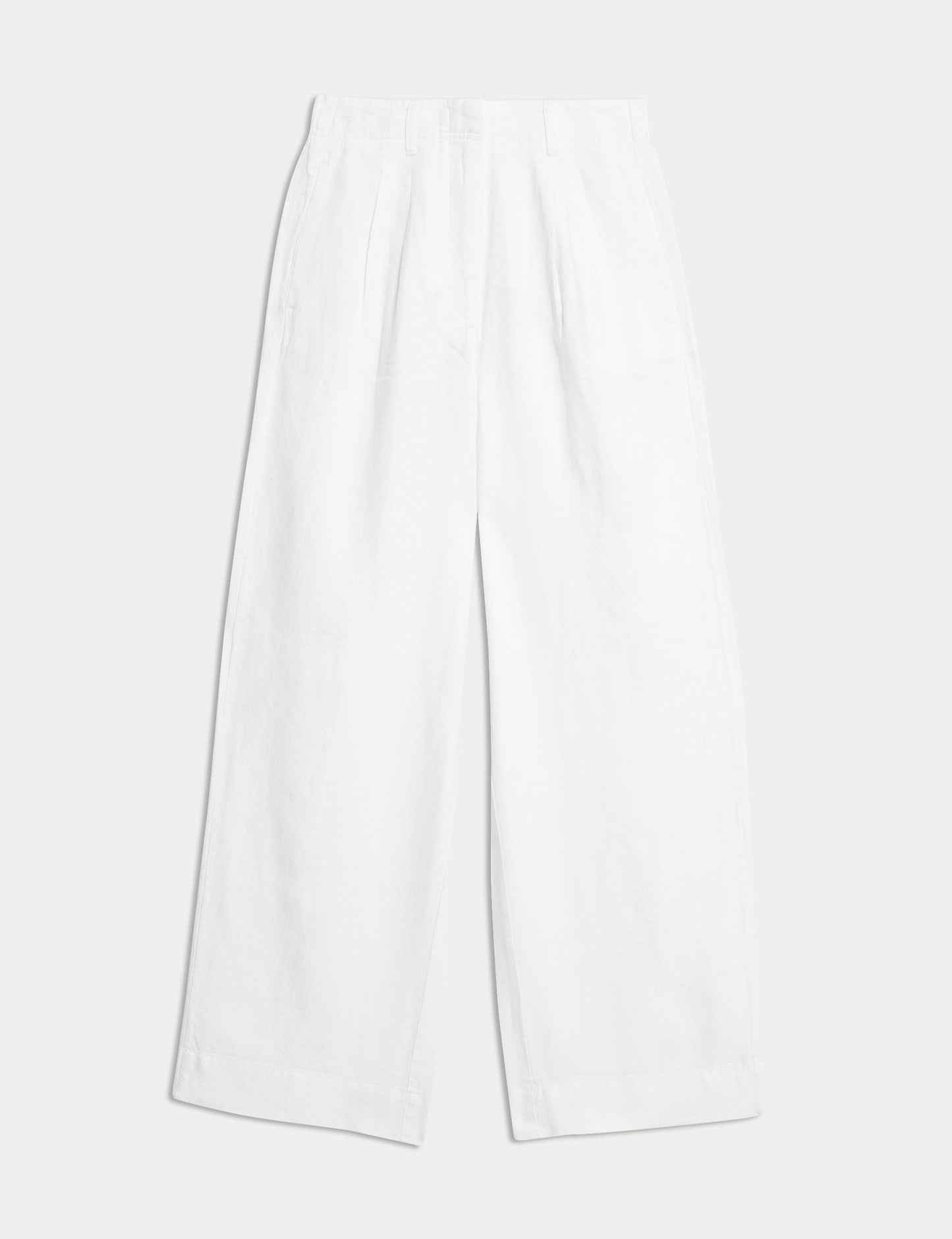 Saf Keten Wide Leg Pantolon
