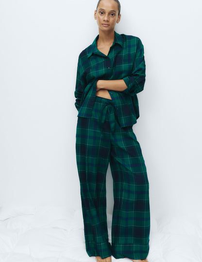 Pamuk Karışımlı Ekose Pijama Takımı