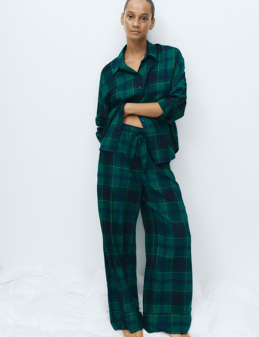 Pamuk Karışımlı Ekose Pijama Takımı