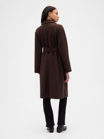 Kahverengi Relaxed Wool Wrap Kaban