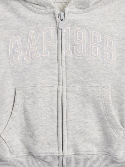 Gri Vintagesoft Terry Fransız Havlu Logo Fermuarlı Sweatshirt