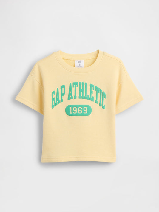 Sarı Fransız Havlu Kumaş Kısa Kol Sweatshirt