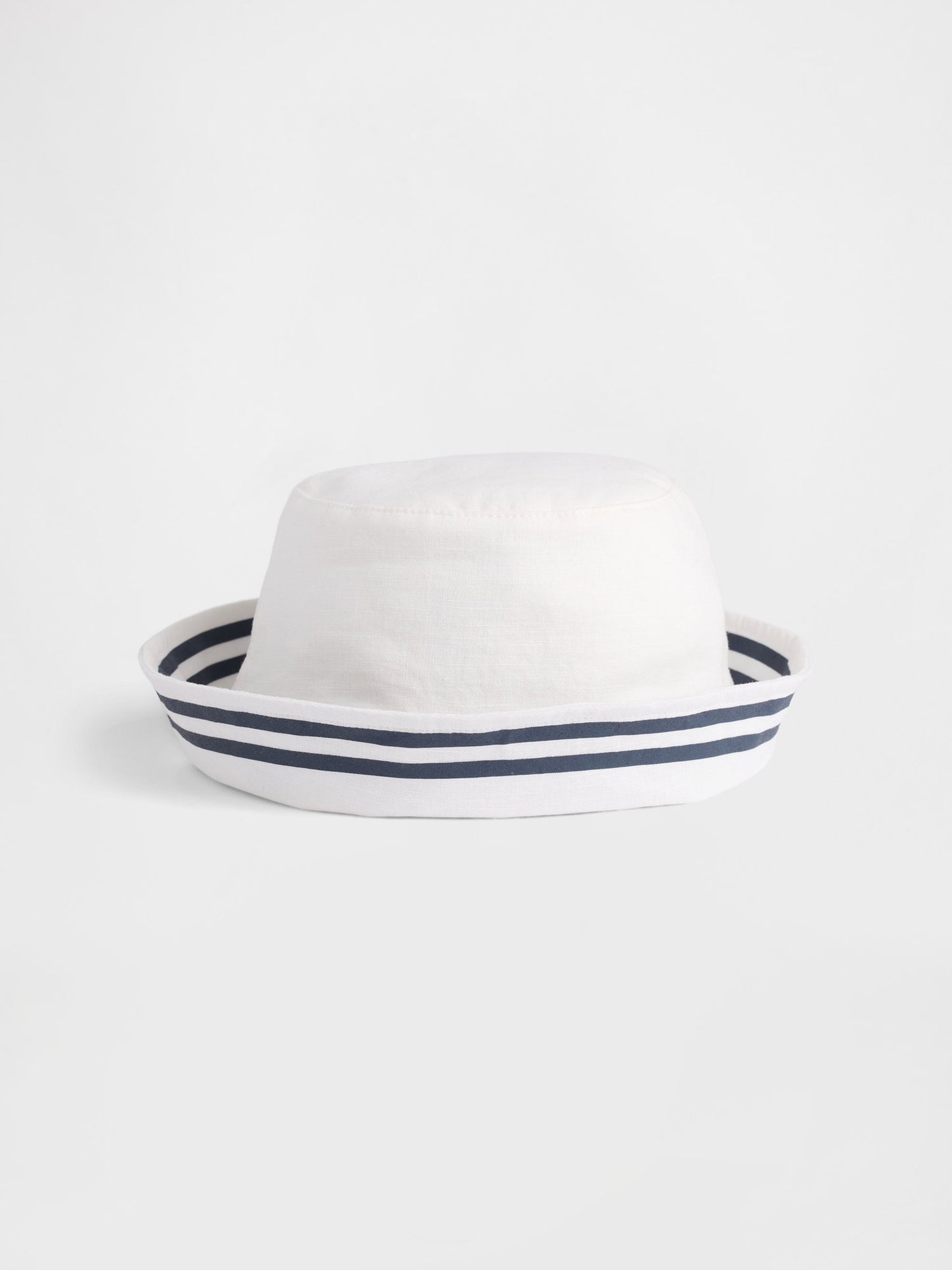 Beyaz Keten Karışımlı Sailor Bucket Şapka
