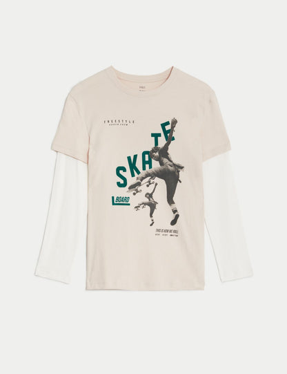 Saf Pamuklu Uzun Kollu T-shirt (6-16 Yaş)