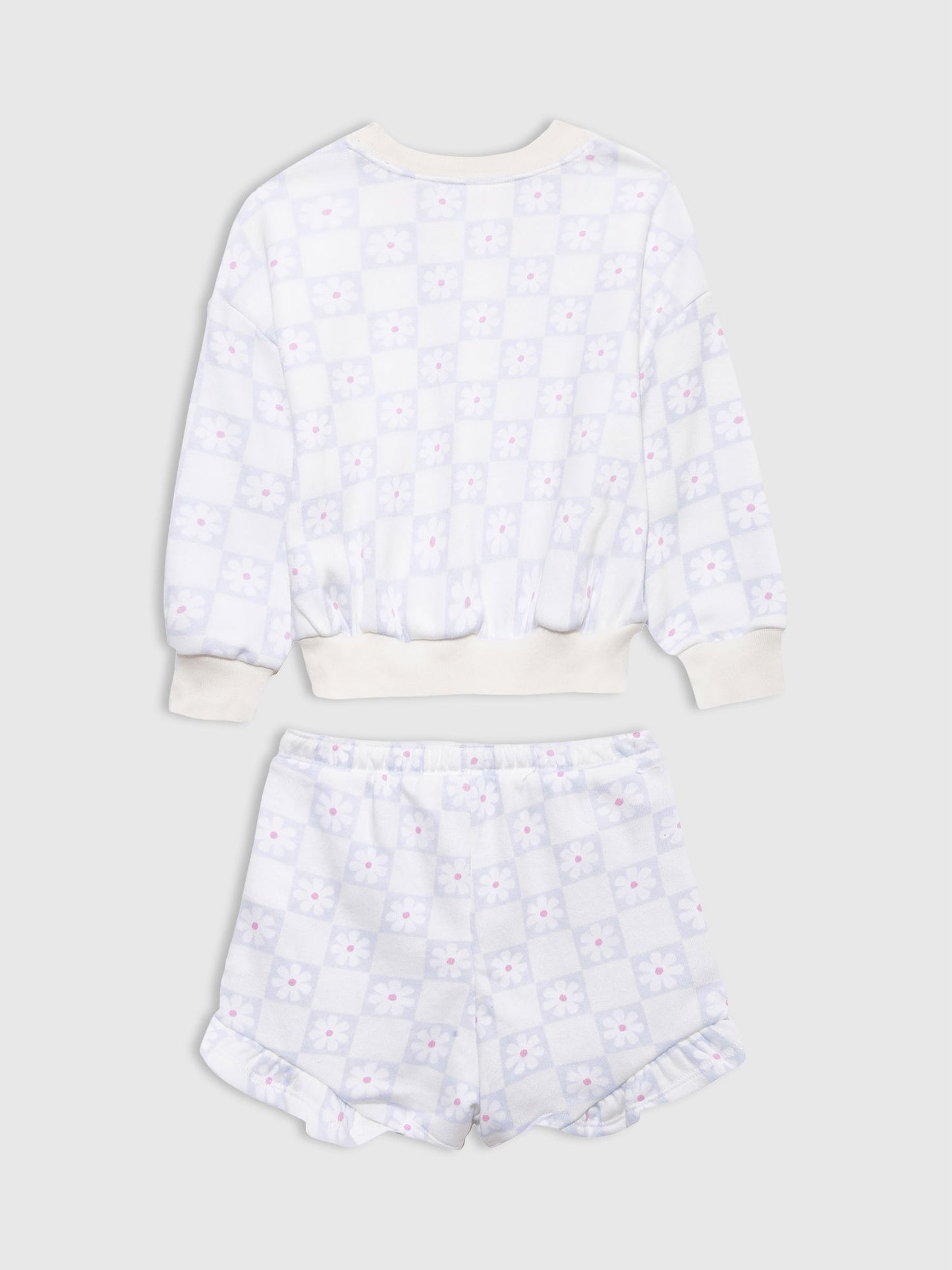 Beyaz Havlu Kumaş Sweatshirt Outfit Set