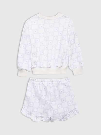 Beyaz Havlu Kumaş Sweatshirt Outfit Set