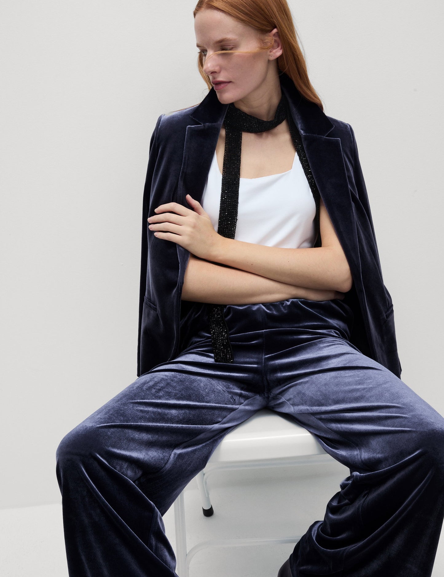 Yüksek Bel Kadife Wide Leg Pantolon