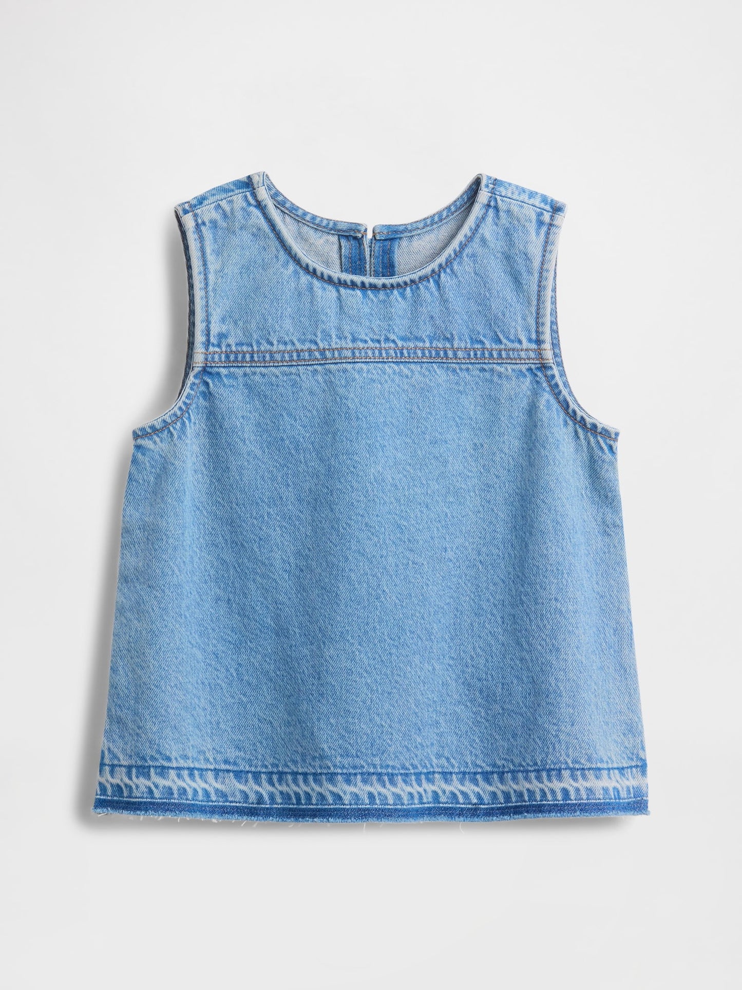 Açık Mavi Denim Shell Kolsuz Bluz