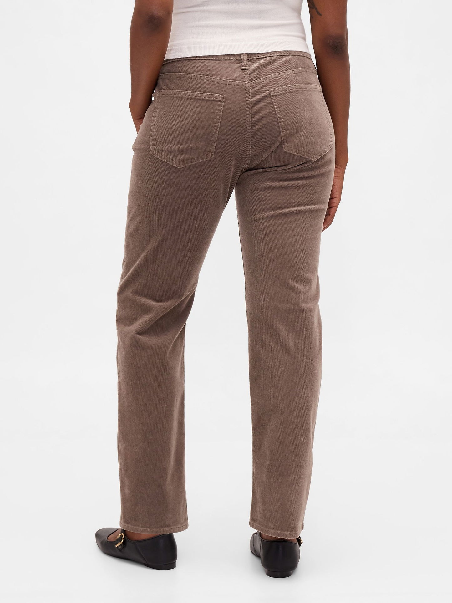 Açık Kahverengi Low Rise Kadife '90s Slim Pantolon