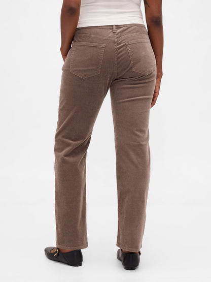 Açık Kahverengi Low Rise Kadife '90s Slim Pantolon