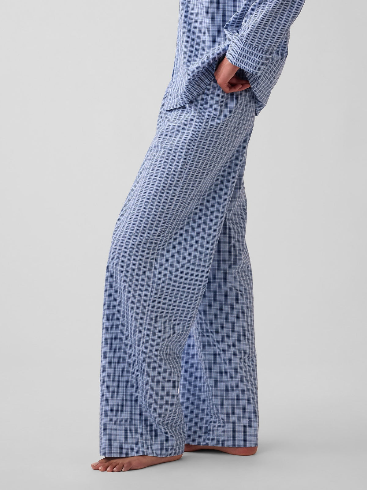 Mavi Poplin Pijama Altı
