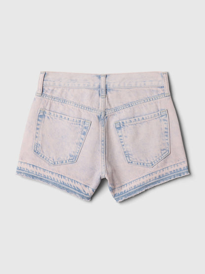 Pembe Düşük Bel Denim Şort