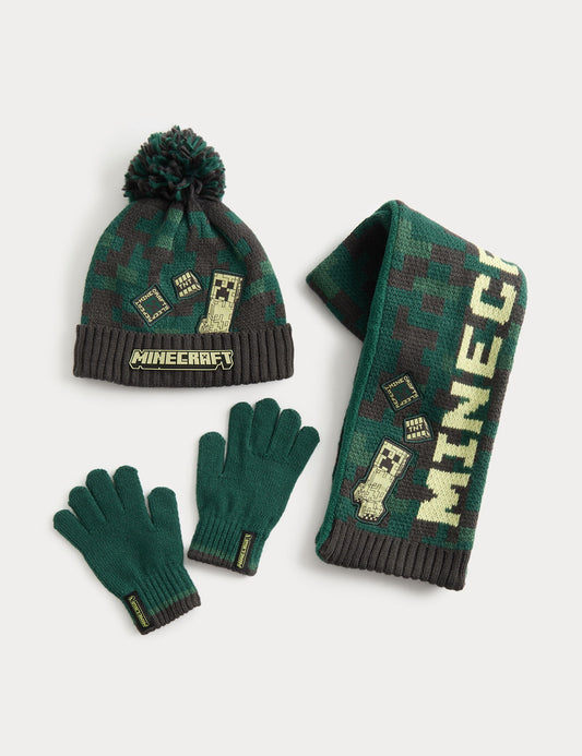 Minecraft Şapka Eldiven Ve Atkı Seti