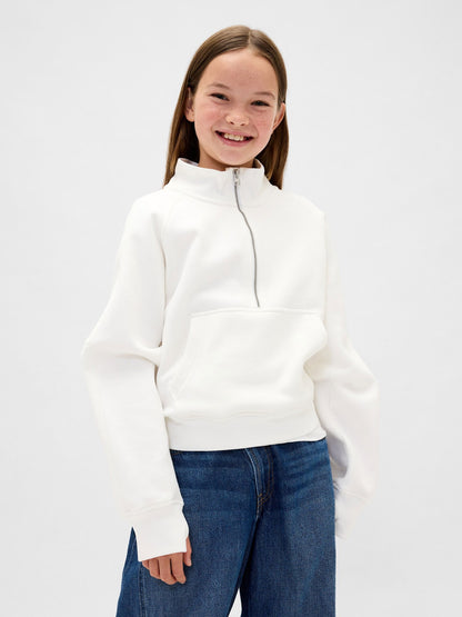 Beyaz Vintagesoft Gap Logo Yarım Fermuarlı Pullover Sweatshirt