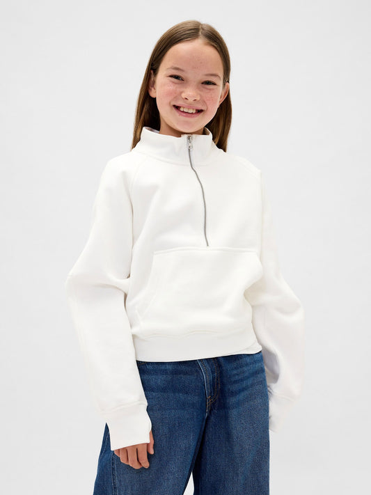 Beyaz Vintagesoft Gap Logo Yarım Fermuarlı Pullover Sweatshirt