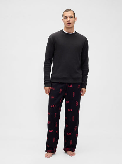 Koyu Kırmızı Stranger Things Reversible Flannel Pijama Altı
