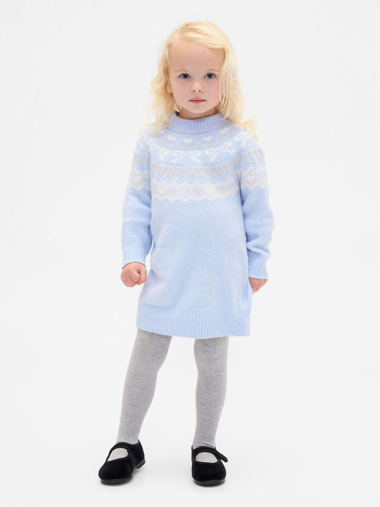 Açık Mavi Baby & Toddler Fair Isle Elbise Kazak