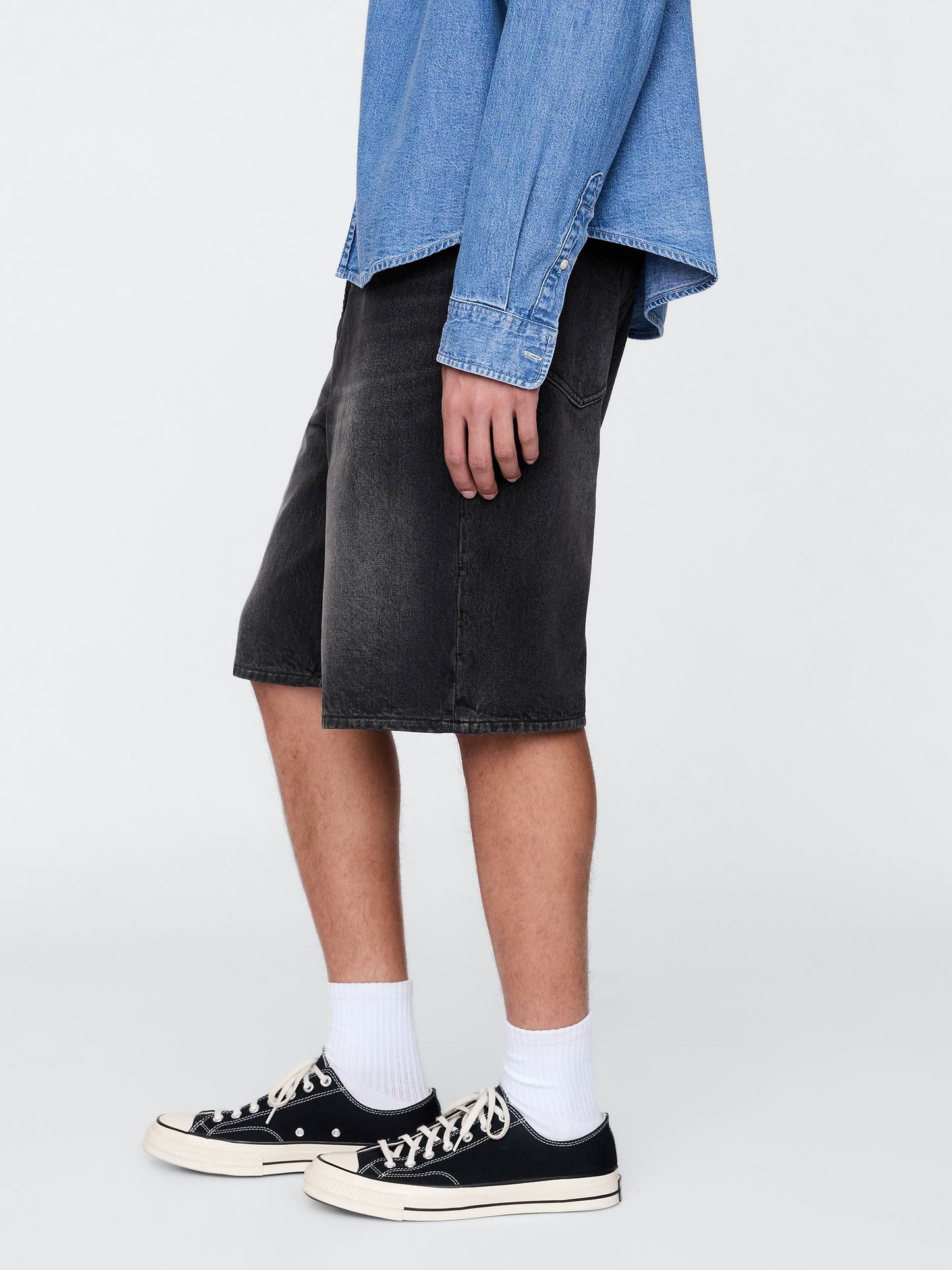 Siyah 10.5 Baggy Denim Şortlar