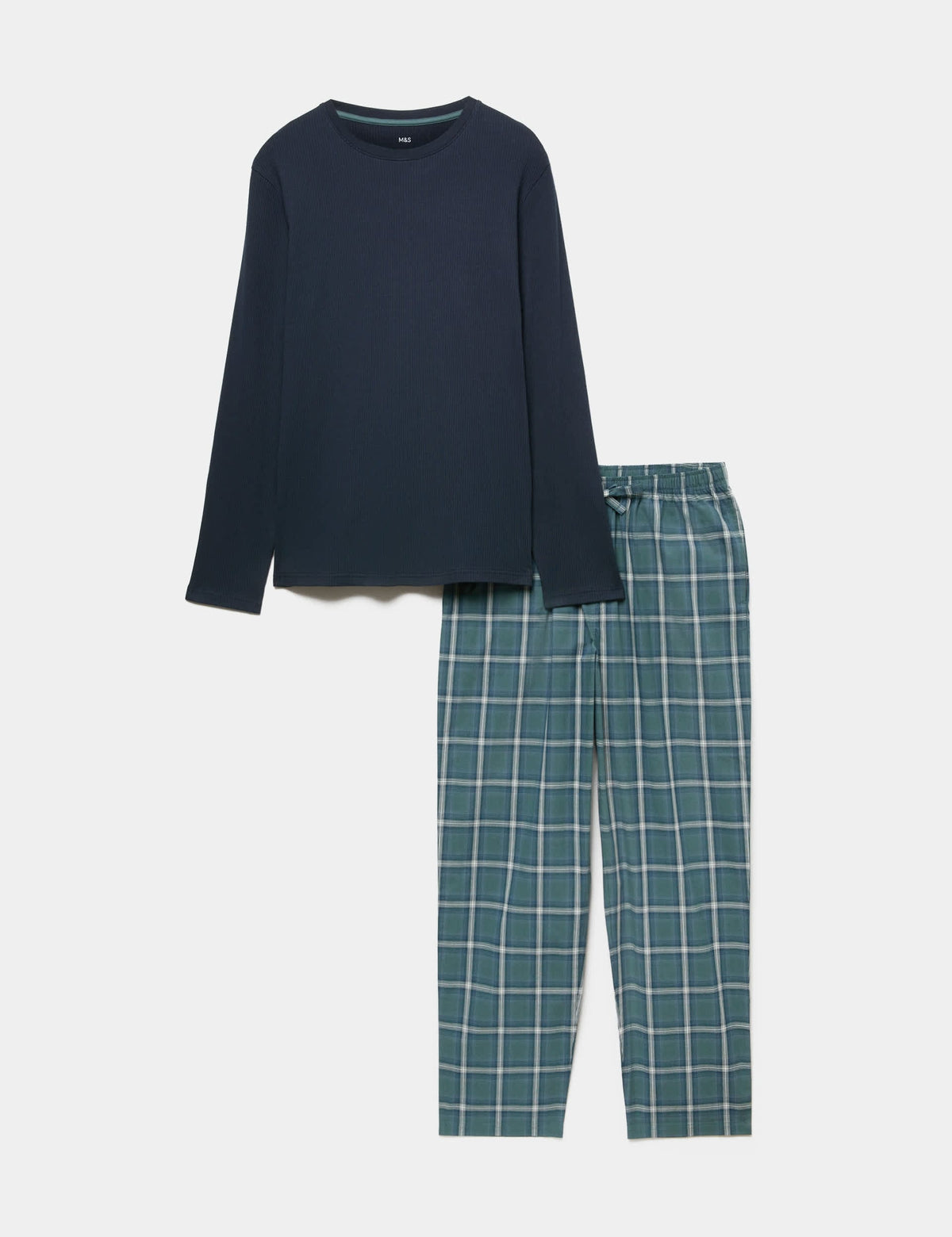 Saf Pamuklu Ekose Desenli Pijama Takımı