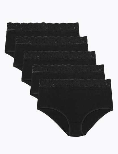 5'li Dantel Detaylı Full Brief Külot Seti