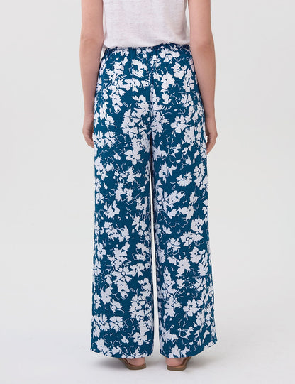 Çiçek Desenli Wide Leg Pantolon