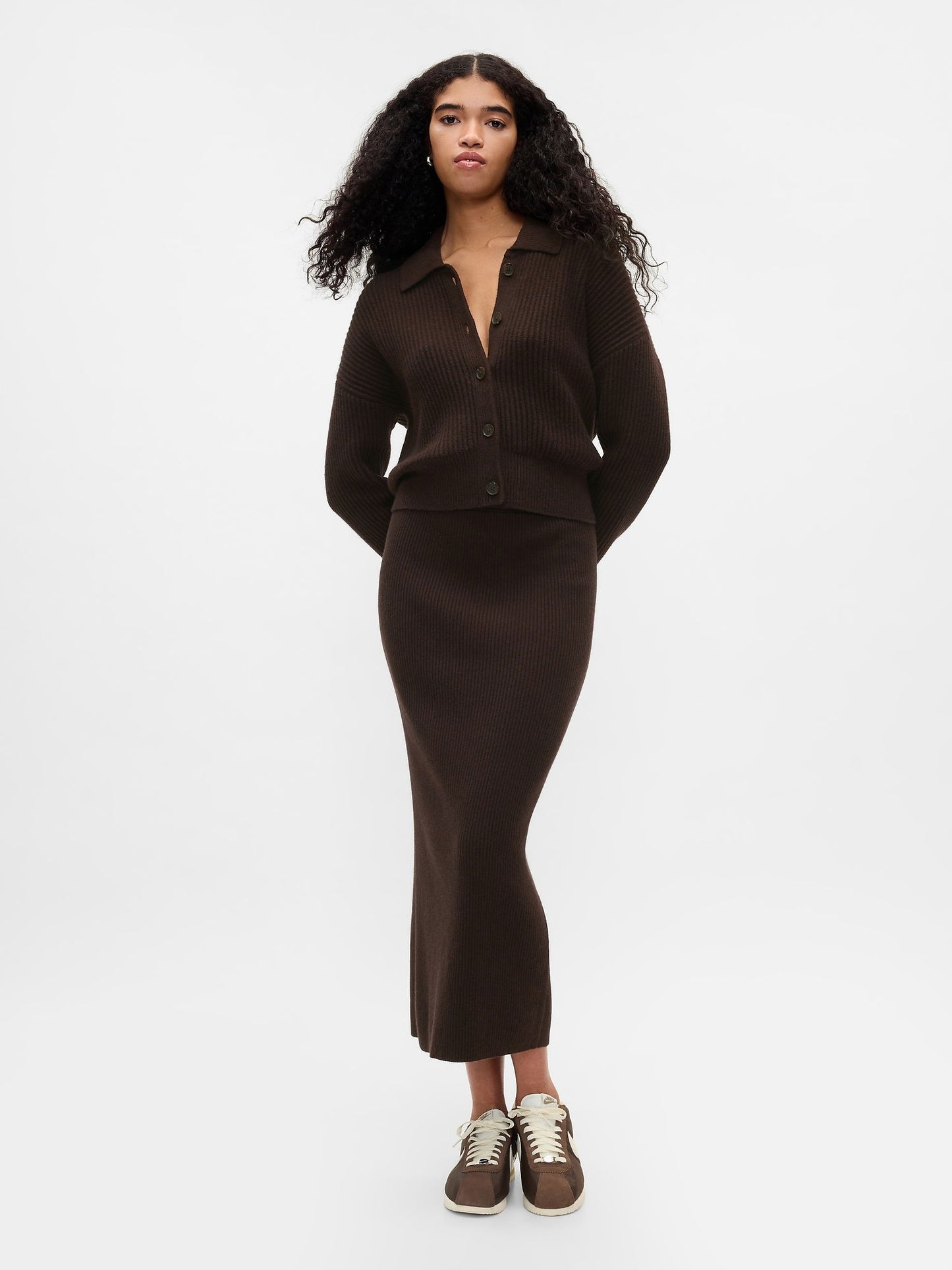 Kahverengi Cashsoft Relaxed Rib Hırka