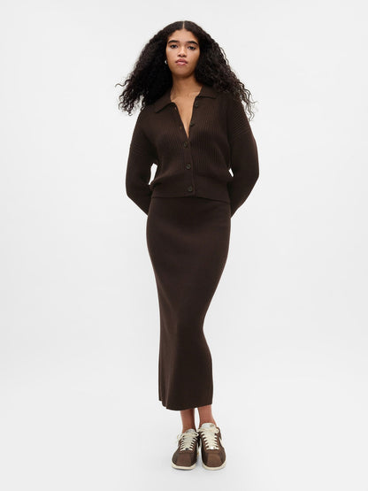 Kahverengi Cashsoft Relaxed Rib Hırka
