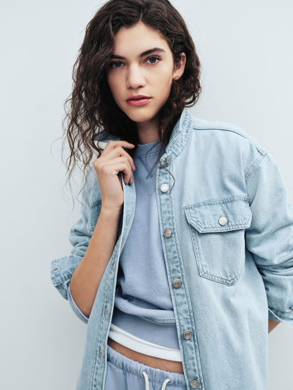 Açık Mavi Denim Western Gömlek Ceket