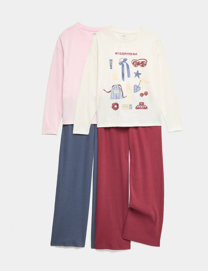 2'li Saf Pamuklu Çocuk Pijama Takımı