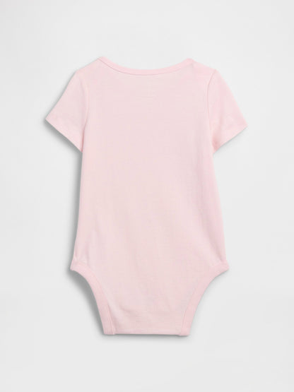 Açık Pembe Grafik Baskılı Bodysuit