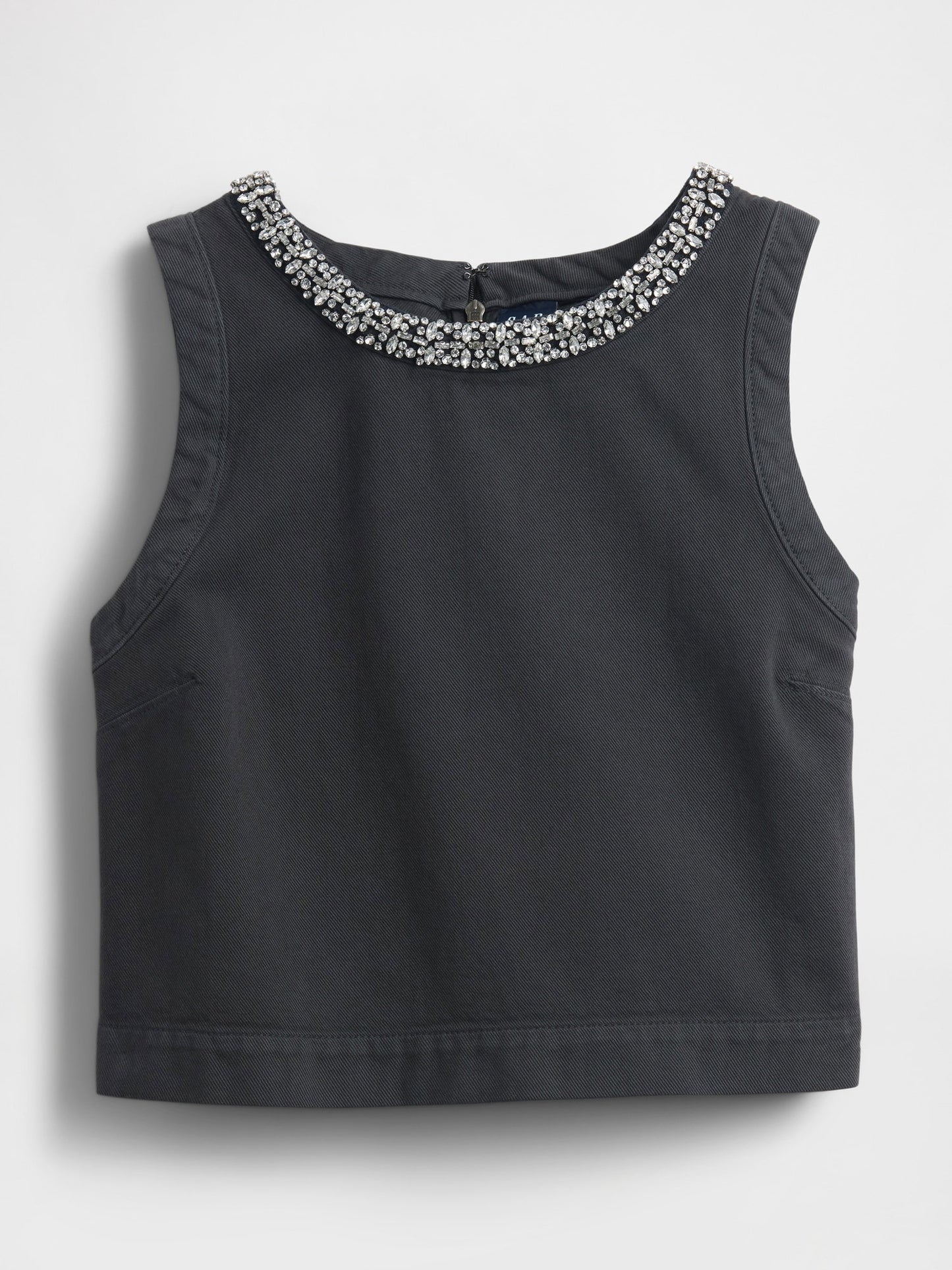 Siyah Jewel-neck Shell Tank Bluz