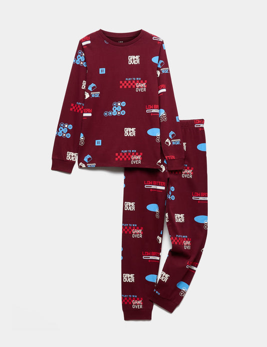 %100 Pamuklu Baskılı Pijama Takımı – 1-16 Yaş
