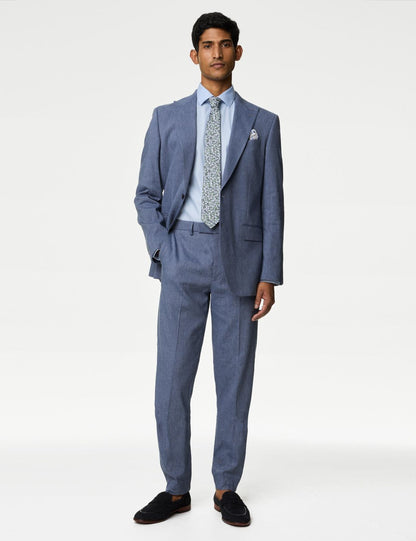 Tailored Fit Klasik Keten Pantolon