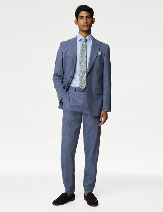 Tailored Fit Klasik Keten Pantolon