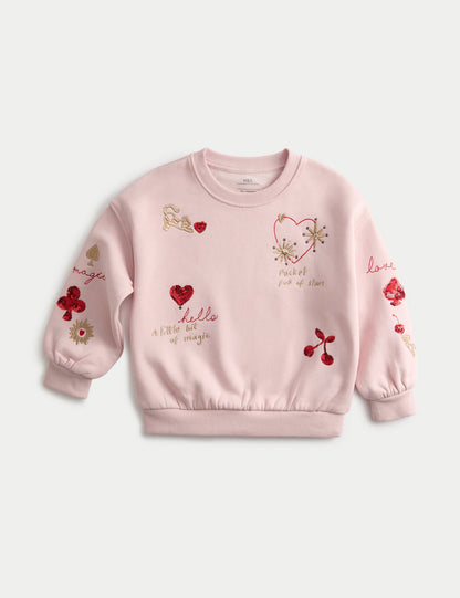 Pamuk Karışımlı Desenli Sweatshirt (2-10 Yaş)