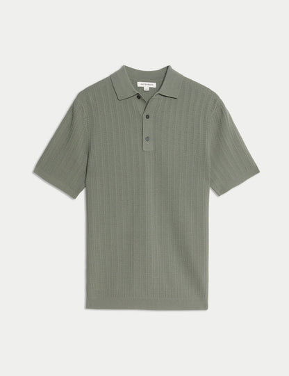 Dokulu Viskon Örme Polo T-shirt