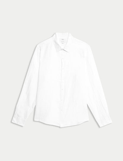 Regular Fit Saf Keten Gömlek