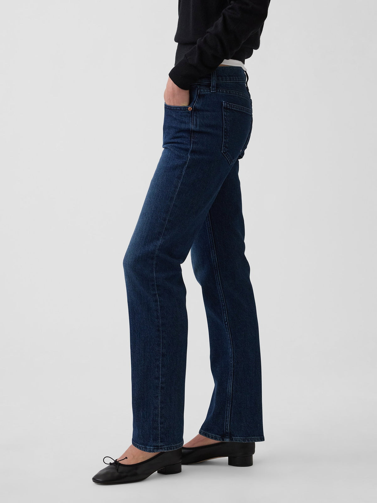Koyu Mavi Low Rise '90s Slim Straight Jean Pantolon