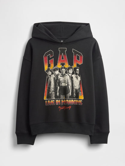 Siyah Stranger Things Vintagesoft Grafik Baskılı Sweatshirt