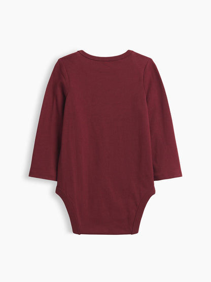 Bordo Grafik Baskılı Bodysuit