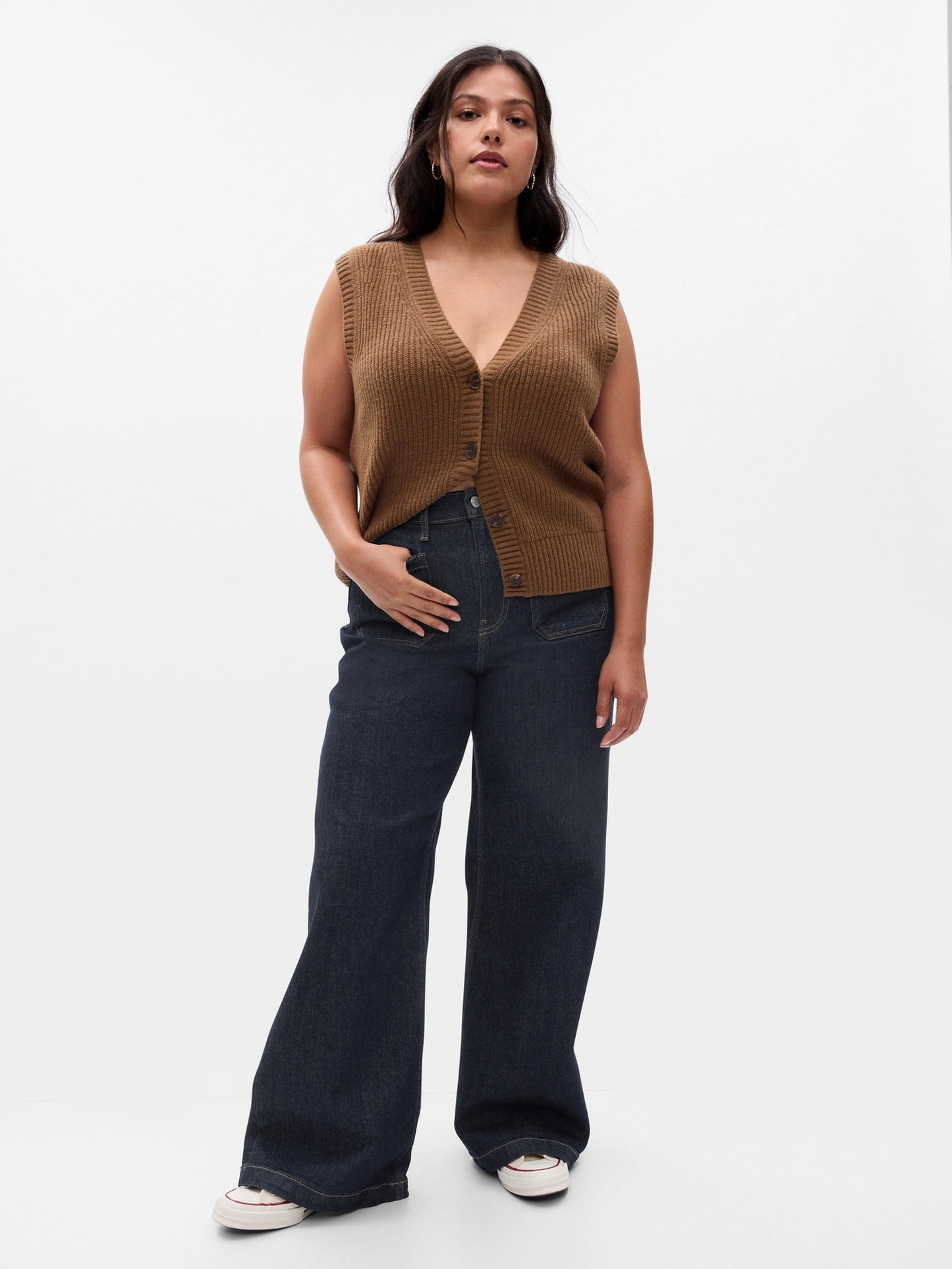 Lacivert High Rise Stride Wide-leg Jean Pantolon